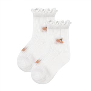 imageZando Baby Girl Socks Infant Newborn Cotton Ankle Socks Frilly Ruffle Socks for Toddler GirlsWhite Cherry