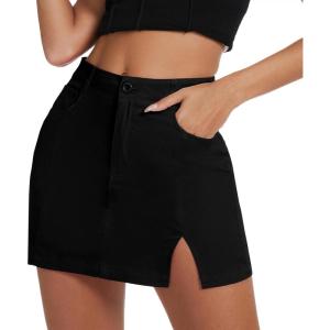 imageZando Cargo Skirt High Waisted Cargo Skirts for Women Bodycon Cargo Mini Skirt Denim Skirt Y2K Jean Skirt with PocketsBlack