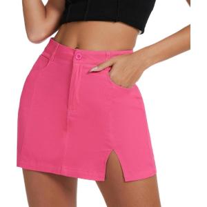 imageZando Cargo Skirt High Waisted Cargo Skirts for Women Bodycon Cargo Mini Skirt Denim Skirt Y2K Jean Skirt with PocketsHot Pink