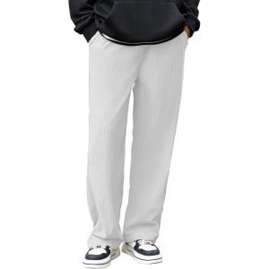 imageZando Mens Corduroy Pants Jogger Baggy Cargo Pants Vintage Wide Leg Pants Casual Pants with Pockets Y2K Streetwear PantWhite
