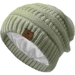 imageZando Toddler Satin Lined Winter Hat Knitted Baby Beanie Silk Lined Infant Toddler Beanie Cap Winter Warm Hats for Boys GirlsLight Grey