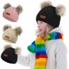 imageZando Baby Winter Hat Toddler Infant Beanies with Double Pom Pom Knitted Winter Hats for Baby Girl Boy Beanie 636 MonthsD 3 P 1