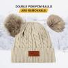 imageZando Baby Winter Hat Toddler Infant Beanies with Double Pom Pom Knitted Winter Hats for Baby Girl Boy Beanie 636 MonthsWhite  Pink  Light Grey