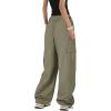 imageZando Cargo Pants Women Y2K Baggy Cargo Pants Parachute Pants Trendy Stretchy High Waist Wide Leg Trousers with PocketsArmy Green