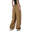 imageZando Cargo Pants Women Y2K Baggy Cargo Pants Parachute Pants Trendy Stretchy High Waist Wide Leg Trousers with PocketsBrown