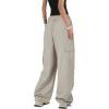 imageZando Cargo Pants Women Y2K Baggy Cargo Pants Parachute Pants Trendy Stretchy High Waist Wide Leg Trousers with PocketsGray