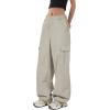 imageZando Cargo Pants Women Y2K Baggy Cargo Pants Parachute Pants Trendy Stretchy High Waist Wide Leg Trousers with PocketsGray