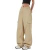 imageZando Cargo Pants Women Y2K Baggy Cargo Pants Parachute Pants Trendy Stretchy High Waist Wide Leg Trousers with PocketsKhaki