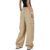 imageZando Cargo Pants Women Y2K Baggy Cargo Pants Parachute Pants Trendy Stretchy High Waist Wide Leg Trousers with PocketsKhaki
