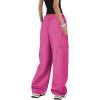 imageZando Cargo Pants Women Y2K Baggy Cargo Pants Parachute Pants Trendy Stretchy High Waist Wide Leg Trousers with PocketsPink