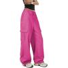 imageZando Cargo Pants Women Y2K Baggy Cargo Pants Parachute Pants Trendy Stretchy High Waist Wide Leg Trousers with PocketsPink