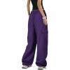 imageZando Cargo Pants Women Y2K Baggy Cargo Pants Parachute Pants Trendy Stretchy High Waist Wide Leg Trousers with PocketsPurple