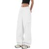 imageZando Cargo Pants Women Y2K Baggy Cargo Pants Parachute Pants Trendy Stretchy High Waist Wide Leg Trousers with PocketsWhite