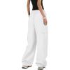 imageZando Cargo Pants Women Y2K Baggy Cargo Pants Parachute Pants Trendy Stretchy High Waist Wide Leg Trousers with PocketsWhite