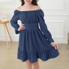 imageZando Girls Dresses Long Sleeve Junior Dresses Back Tie Spring Dress for Girls 616 YearsNavy Blue