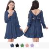 imageZando Girls Dresses Long Sleeve Junior Dresses Back Tie Spring Dress for Girls 616 YearsNavy Blue