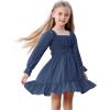 imageZando Girls Dresses Long Sleeve Junior Dresses Back Tie Spring Dress for Girls 616 YearsNavy Blue
