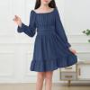 imageZando Girls Dresses Long Sleeve Junior Dresses Back Tie Spring Dress for Girls 616 YearsNavy Blue