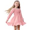 imageZando Girls Dresses Long Sleeve Junior Dresses Back Tie Spring Dress for Girls 616 YearsPink
