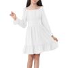 imageZando Girls Dresses Long Sleeve Junior Dresses Back Tie Spring Dress for Girls 616 YearsPure White