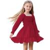 imageZando Girls Dresses Long Sleeve Junior Dresses Back Tie Spring Dress for Girls 616 YearsWine Red