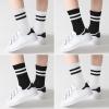 imageZando Girls Striped Athletic Socks Kids Soccer Crew Socks School Uniform Cotton Ankle Socks for ToddlerBlack2White2