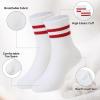 imageZando Girls Striped Athletic Socks Kids Soccer Crew Socks School Uniform Cotton Ankle Socks for ToddlerGreen Red Yellow Black Stripes