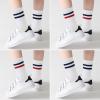 imageZando Girls Striped Athletic Socks Kids Soccer Crew Socks School Uniform Cotton Ankle Socks for ToddlerNavy Stripes2Blue Red Stripes2