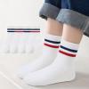 imageZando Girls Striped Athletic Socks Kids Soccer Crew Socks School Uniform Cotton Ankle Socks for ToddlerNavy Stripes2Blue Red Stripes2