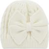 imageZando Newborn Baby Girls Hats with Cute Bow Warm Baby Winter Hat Knitted Infant Hat Baby Beanies for Boys Girls 06 MonthsWhite