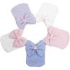 imageZando Newborn Hospital Hat Toddler Beanie Baby Boy Girl Knot Headbands with Big Bows Infant Baby Nursery CapsE Pink Blue White