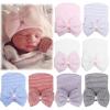 imageZando Newborn Hospital Hat Toddler Beanie Baby Boy Girl Knot Headbands with Big Bows Infant Baby Nursery CapsE Pink Blue White
