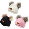imageZando Baby Winter Hat Toddler Infant Beanies with Double Pom Pom Knitted Winter Hats for Baby Girl Boy Beanie 636 MonthsWhite  Pink  Light Grey