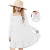 imageZando Girls Dresses Long Sleeve Junior Dresses Back Tie Spring Dress for Girls 616 YearsPure White