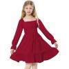 imageZando Girls Dresses Long Sleeve Junior Dresses Back Tie Spring Dress for Girls 616 YearsWine Red