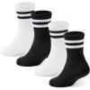 imageZando Girls Striped Athletic Socks Kids Soccer Crew Socks School Uniform Cotton Ankle Socks for ToddlerBlack2White2