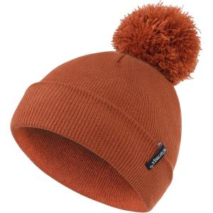 imageZando Baby Beanie Baby Winter Hat Toddler Hat Double Layer Kids Knit Cap for Boys Girls Baby Pom Pom Infant Beanie BabiesDark Orange