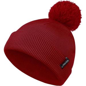 imageZando Baby Beanie Baby Winter Hat Toddler Hat Double Layer Kids Knit Cap for Boys Girls Baby Pom Pom Infant Beanie BabiesDark Red