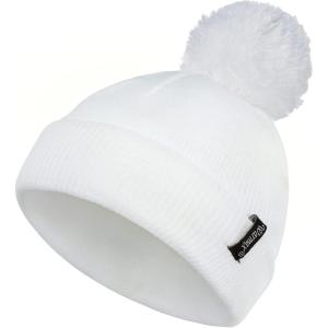imageZando Baby Beanie Baby Winter Hat Toddler Hat Double Layer Kids Knit Cap for Boys Girls Baby Pom Pom Infant Beanie BabiesWhite