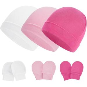 imageZando Baby Hats Newborn Hospital Hat Infant Beanie Cap for Premie Baby Boys Grils Hats and Scratch Mitten Set 03 Months3 Pack 3