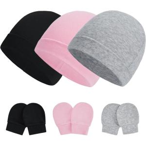 imageZando Baby Hats Newborn Hospital Hat Infant Beanie Cap for Premie Baby Boys Grils Hats and Scratch Mitten Set 03 Months3 Pack 8
