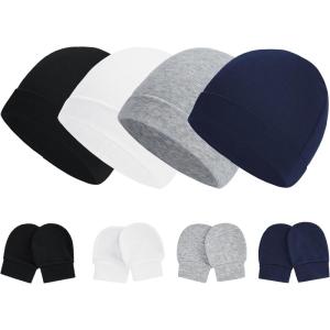 imageZando Baby Hats Newborn Hospital Hat Infant Beanie Cap for Premie Baby Boys Grils Hats and Scratch Mitten Set 03 Months4 Pack 6