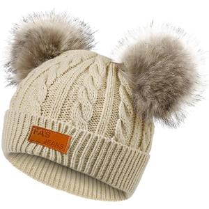 imageZando Baby Winter Hat Toddler Infant Beanies with Double Pom Pom Knitted Winter Hats for Baby Girl Boy Beanie 636 MonthsC Khaki