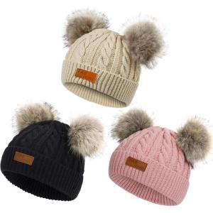 imageZando Baby Winter Hat Toddler Infant Beanies with Double Pom Pom Knitted Winter Hats for Baby Girl Boy Beanie 636 MonthsD 3 P 8