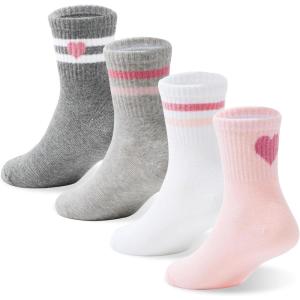 imageZando Girls Striped Athletic Socks Kids Soccer Crew Socks School Uniform Cotton Ankle Socks for ToddlerHearts Stripes