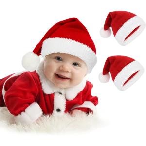 imageZando Newborn Baby Girls Hats with Cute Bow Warm Baby Winter Hat Knitted Infant Hat Baby Beanies for Boys Girls 06 Months2pcs Christmas Red