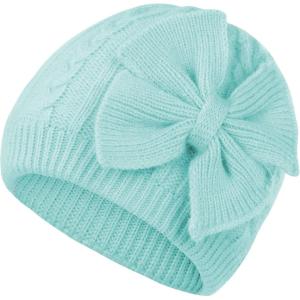 imageZando Newborn Baby Girls Hats with Cute Bow Warm Baby Winter Hat Knitted Infant Hat Baby Beanies for Boys Girls 06 MonthsGreen