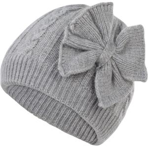 imageZando Newborn Baby Girls Hats with Cute Bow Warm Baby Winter Hat Knitted Infant Hat Baby Beanies for Boys Girls 06 MonthsLight Grey