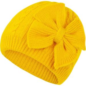 imageZando Newborn Baby Girls Hats with Cute Bow Warm Baby Winter Hat Knitted Infant Hat Baby Beanies for Boys Girls 06 MonthsYellow