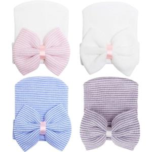 imageZando Newborn Hospital Hat Toddler Beanie Baby Boy Girl Knot Headbands with Big Bows Infant Baby Nursery CapsB Pink Bow  Blue  White  Purple